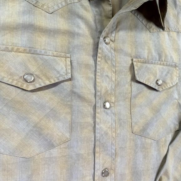 VTG BC Ethic Shirt Men M Pearl Snap Western Plaid Beige Cowboy‎ Rancher Rodeo - Picture 8 of 8